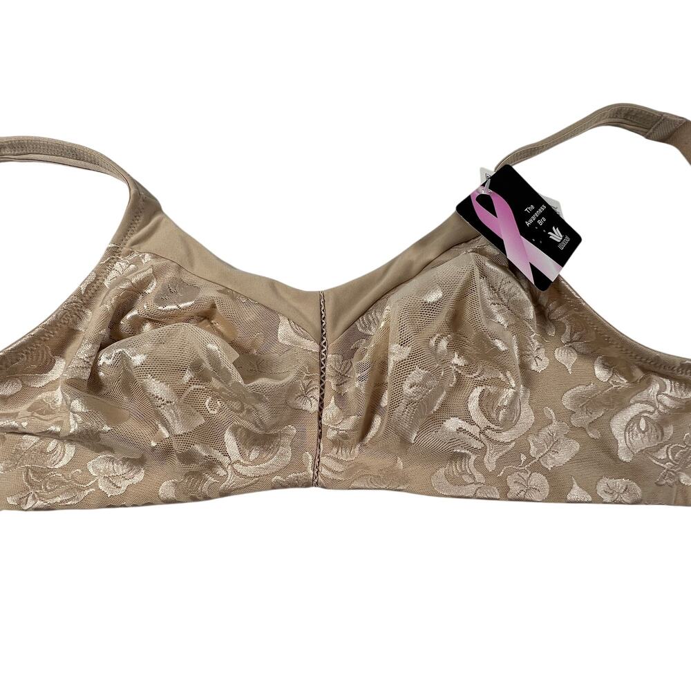 WACOAL Awareness Bra Women 40D Beige Floral Seamless Wire Free Soft Cup NEW - Picture 3 of 13